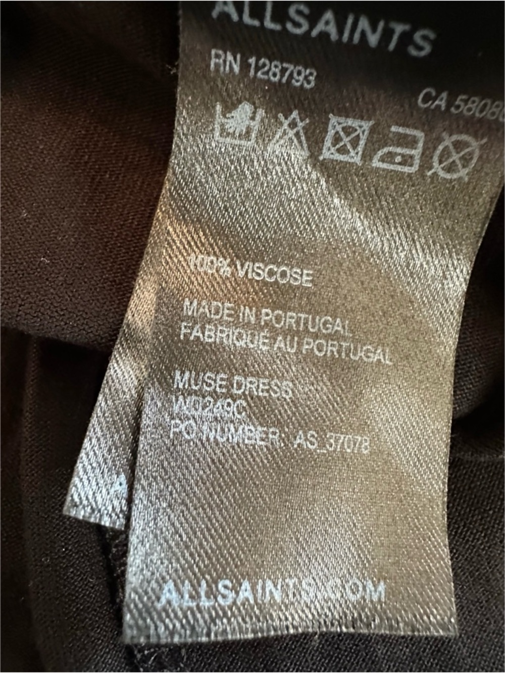 All Saints Muse Black Draped Maxi Dress with Side Slit, L, NWT - Picture 12 of 14